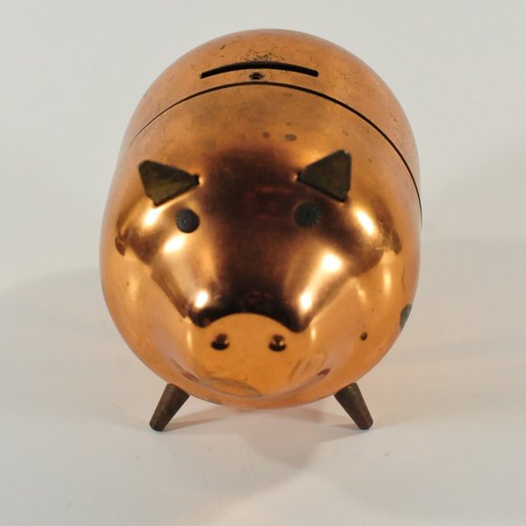 1970s Modern Cute Piggy Bank Shiny Copper - Picture 10 of 11